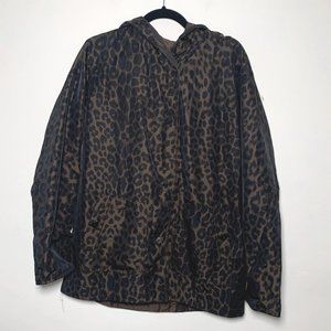 Mob wife Cheetah Printed Reversible Reflective Rain Jacket - Size M